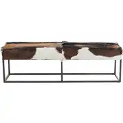 Banc 2 places en peau de chèvre et acier