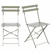 Guinguette - Chaises de jardin pliantes en acier vert kaki (x2)