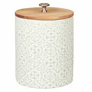 TRIBU - Bocal en céramique blanche motifs verts