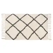 CONWAY - Tapis en coton écru motifs graphiques noirs 60x90