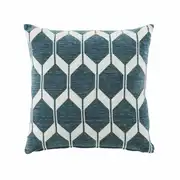 Coussin tissé jacquard chenillé blanc et vert 45x45