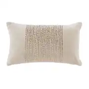 SACRAMENTO - Coussin en velours de coton écru et broderies dorées 30x50