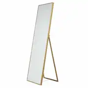 HUGO - Grand miroir rectangulaire sur pied en aluminium doré, 50x170 cm
