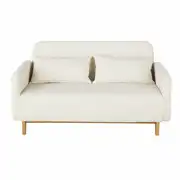 Nia - Canapé clic-clac avec accoudoirs 2/3 places à bouclettes écrues