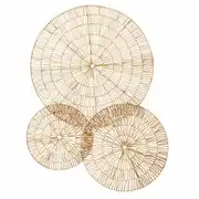Déco murale cercles en rotin tressé beige 129x98