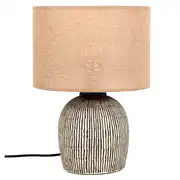 Nelsana - Lampe en céramique noire et crème et abat-jour en jute