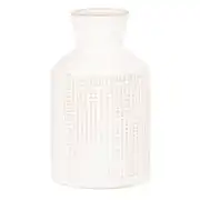 Vase en grès blanc motif quadrillé beige H13
