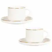 BERENICE - Tasse à thé et soucoupe en porcelaine blanche et dorée