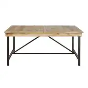 Hankies - Table à manger extensible en manguier massif et acier noir 8/10 personnes L170/250