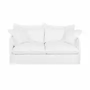 Canapé convertible 3/4 places en lin supérieur blanc, matelas 14 cm