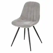 Keira - Chaise en velours gris clair et acier noir