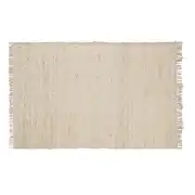 LODGE - Tapis en coton recyclé et jute tissé beige à franges 120x180
