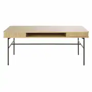 Bureau 2 tiroirs beige et noir