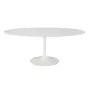 Lippa - Table à manger ovale en marbre reconstitué blanc 6/8 personnes 120x200