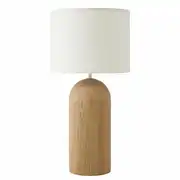 Lampe en chêne et abat-jour en coton blanc