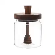 Pot à miel en verre avec couvercle et cuillère en bois d'acacia
