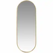 CAMBERA - Miroir ovale en aluminium doré effet feuilles d'or, 30x80 cm