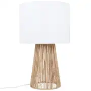 Adene - Lampe en rotin et abat-jour blanc