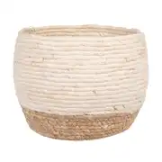 Cache-pot en fibre végétale beige et camel H23