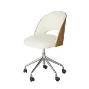 Chaise de bureau réglable à roulettes bouclettes blanches