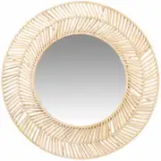 MIRABEL - Miroir rond en rotin tressé beige D42