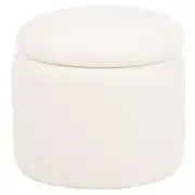 HERACLES - Pouf coffre en tissu effet laine bouclée écrue