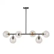Suspension en métal noir et globes en verre transparent