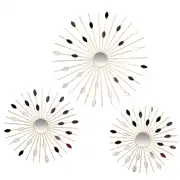 CHRISTY - Déco murales en acier et aluminium doré et miroir (x3)