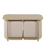 Table basse et assises en polyester recyclé beige clair