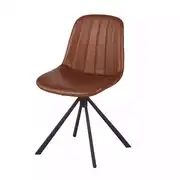 Chaise rotative en textile enduit marron et acier noir