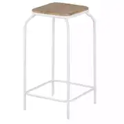Kraft - Tabourets pour îlot central en acier blanc et bois de sapin (x2) H65