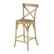 Chaise de bar en bois de frêne et rotin H75