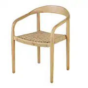 Luanda Business - Chaises à dîner de jardin professionnelles en bois d'acacia et résine tressée recyclée beige (x2)
