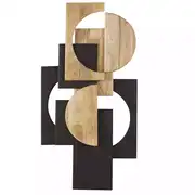 SAKINA - Déco murale abstraite en bois de manguier bicolore, 58x113 cm
