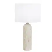 Lampe en céramique beige et abat-jour blanc
