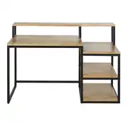 Segment - Bureau 3 étagères en bois de manguier et métal noir