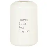 Vase en dolomite écrue "Merci pour les fleurs" H24