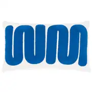 Housse de coussin blanc motif brodé bleu 50x30