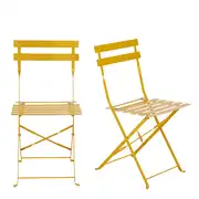 Guinguette - Chaises à dîner de jardin pliables en acier jaune (x2)