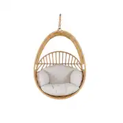 Cerese - Fauteuil suspendu extérieur en résine imitation rotin et coussin écru (pied vendu séparément)
