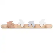 Gabriel - Patère enfant 5 crochets oiseaux blancs, gris et marron