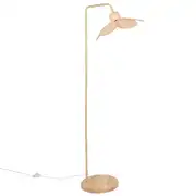 Oia - Lampadaire pétales en bois d'hévéa et abat-jour en rotin H142
