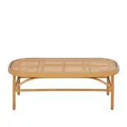 Luzara - Table basse de jardin en aluminium beige et résine tressée imitation rotin