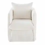 Louvain - Fauteuil en tissu effet lin blanc