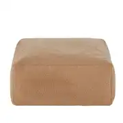 Pouf carré bouclettes en polyester recyclé beige