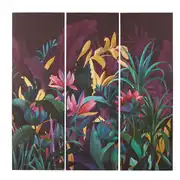 Triptyque imprimé et peint motif floral multicolore 150x150