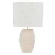 Sorelle - Lampe en bois de bouleau motif vague et abat-jour en lin crème