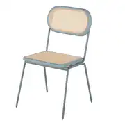 Chaises en acier et bois de bouleau vert de gris et rotin synthétique (x2)