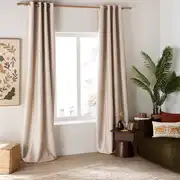 Rideau occultant à œillets en velours beige à l'unité 140x300