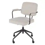 Matheo - Chaise de bureau réglable à roulettes en velours côtelé beige